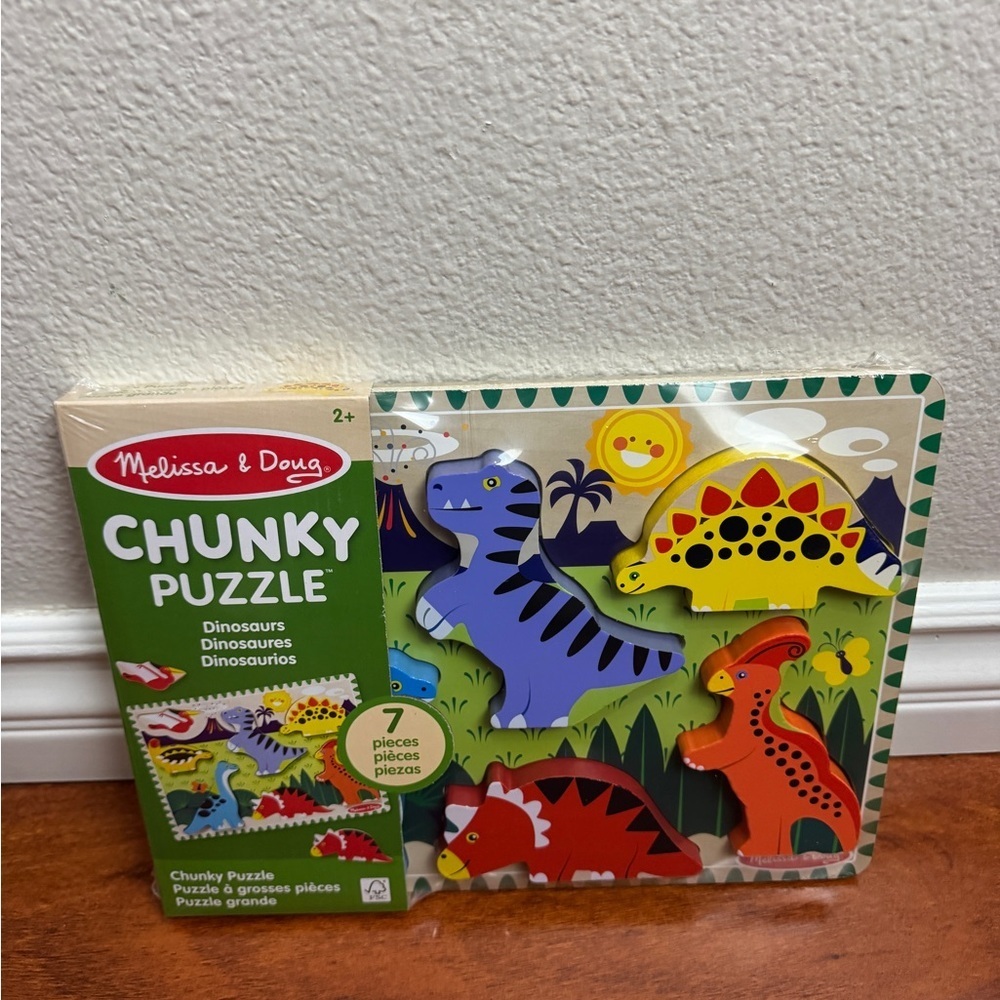 Melissa & Doug Dinosaur Wooden Chunky Puzzle - Picture 1 of 2
